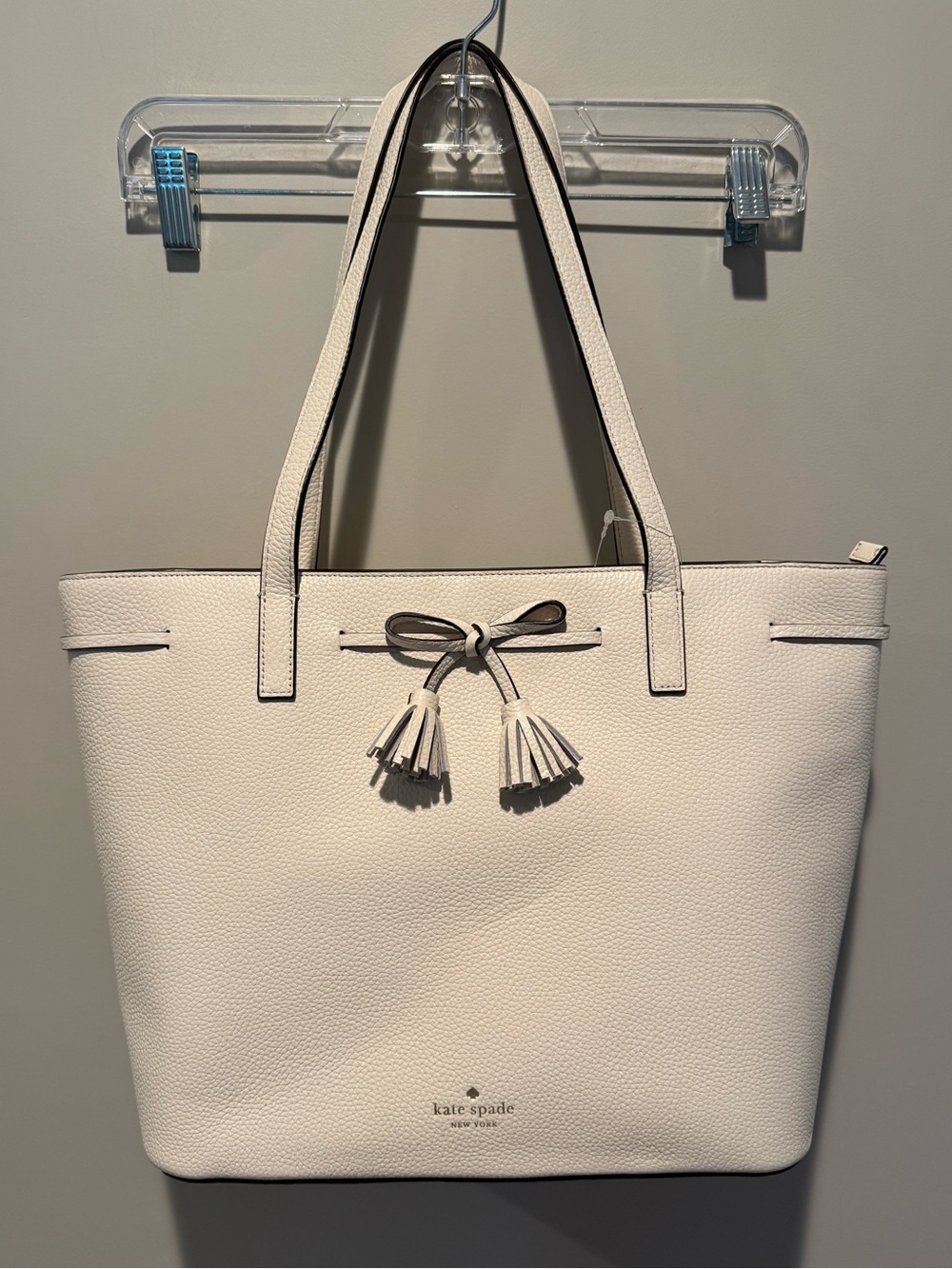 NWT Kate Spade MD Top Zip Tote Pebbled Leather Parchment (101) PAR Hayes